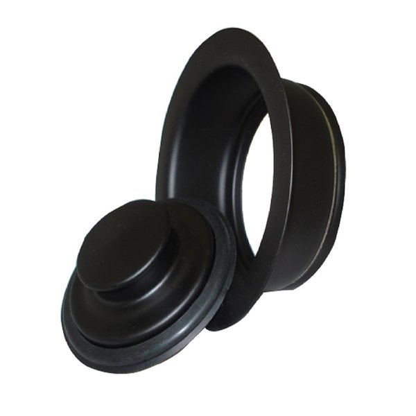 Mr. Scrappy Black Sink Drain Flange and Stopper for 3-Bolt Mount Garbage Disposals 21-DSFS3-BK